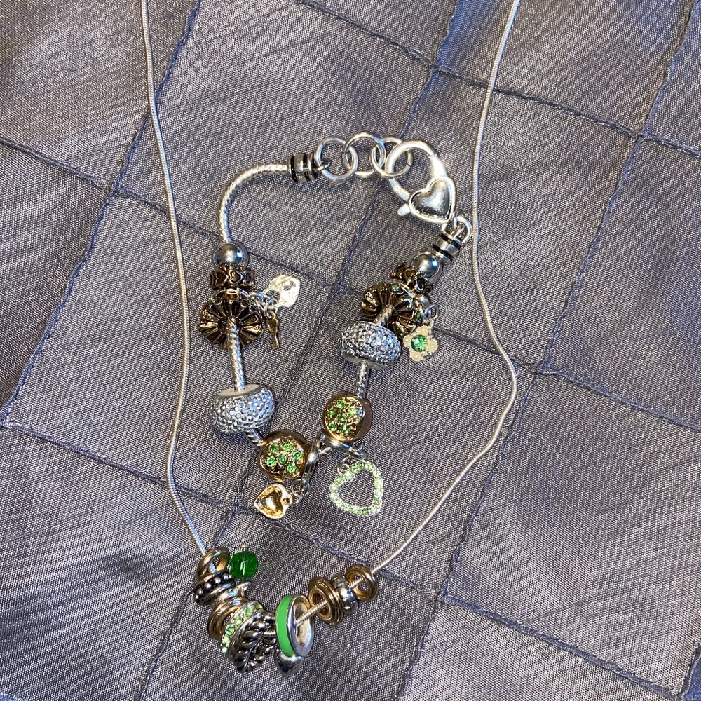 Charm bracelet and matching necklace